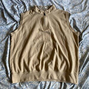 Peter Millar Zip Sweater Vest Sleeveless Beige Golf Cotton